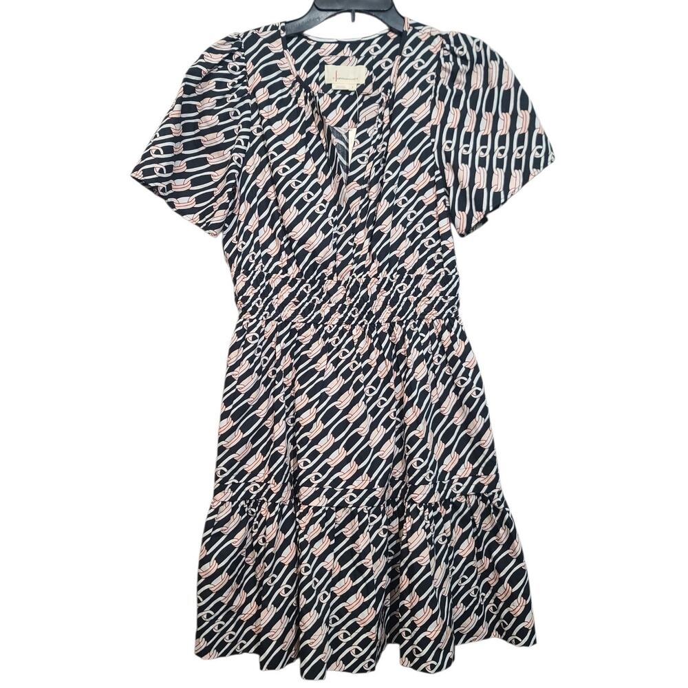 Anthropologie Somerset Black Chain Print Mini Dress Size Small NWT